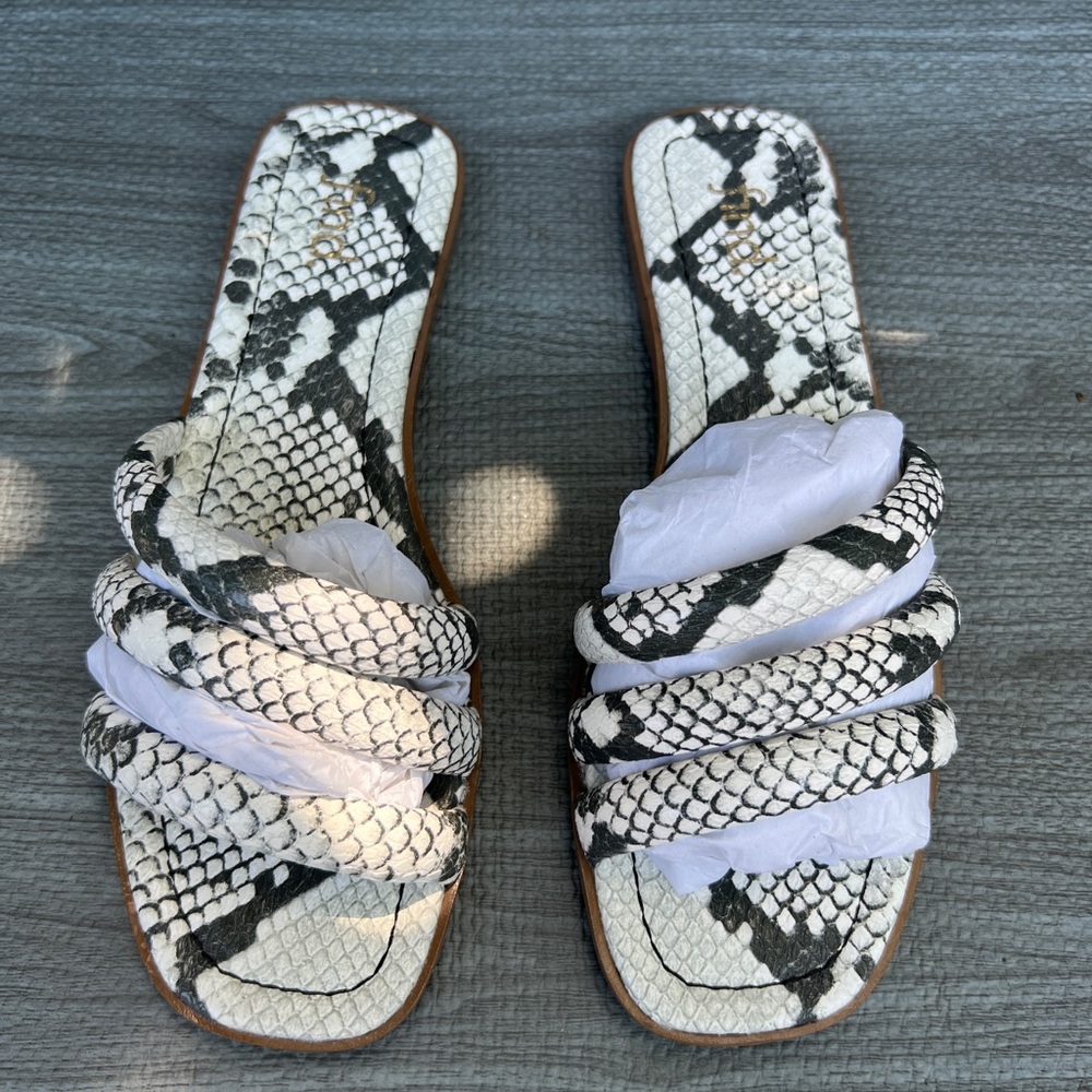 Elegant Snake Print Slide Sandals